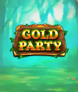 Discover the enchanted forest of the Gold Party game by Pragmatic Play, featuring a beautifully designed wooden sign engraved with golden letters. The setting is a green forest which adds a mystical touch to the slot's theme. Great for those who enjoy enchanted forest settings, promising a whimsical escape. 